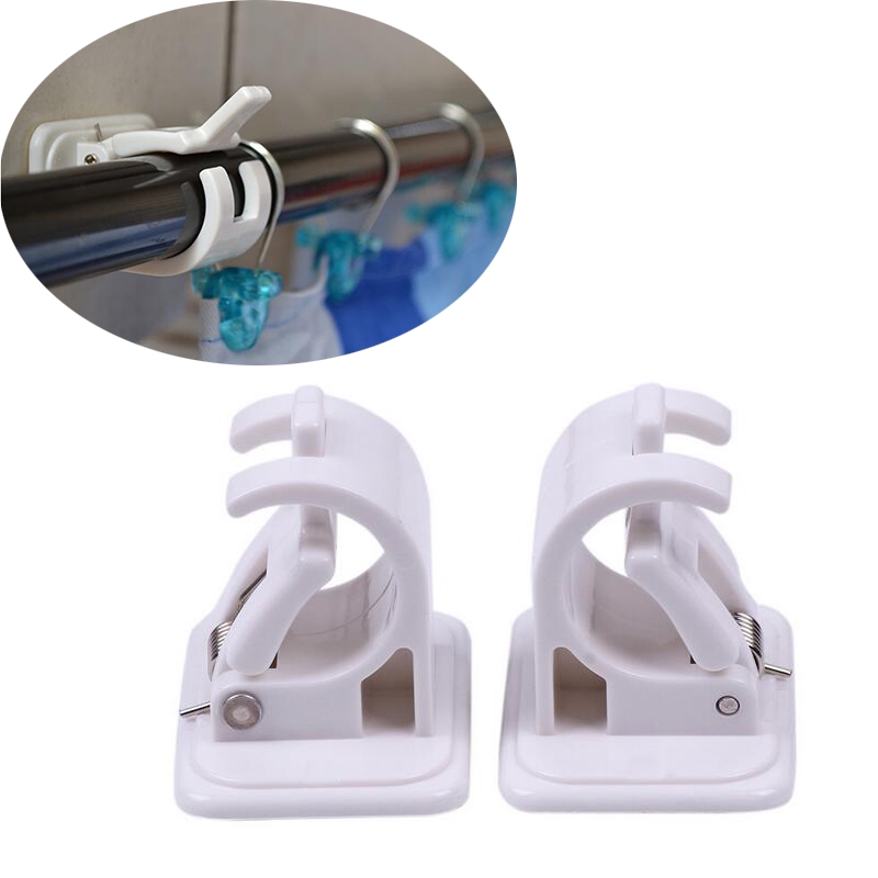 2 Pcs Hanging Rod End Hanging Clips Adhesive Wall Hanging Curtain