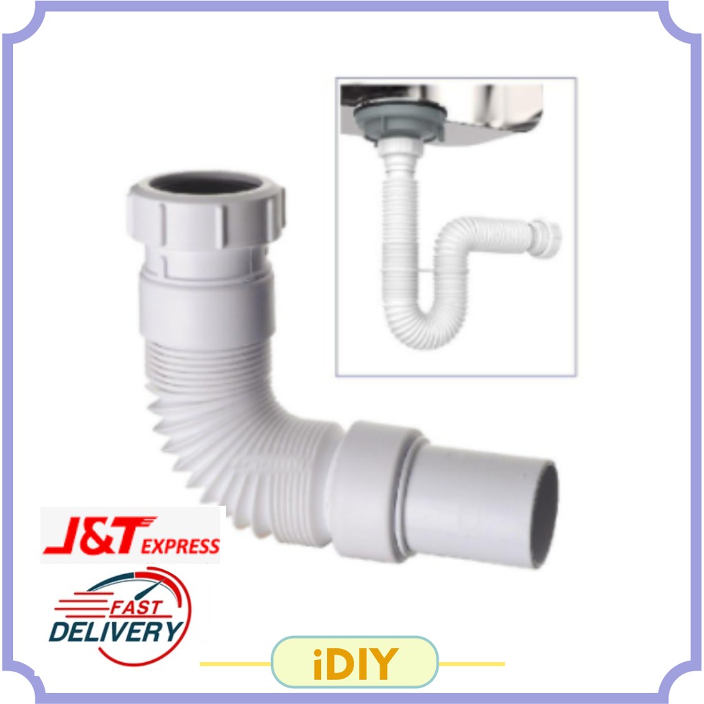 Flexible Waste PVC Pipe for Plumbing Faucet Basin Kitchen Sink Water ...