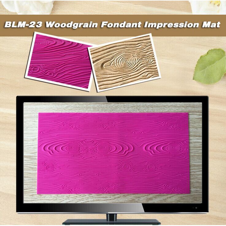 New Arrival 1 Pc Woodgrain Fondant Impression Mat Silicone Lace