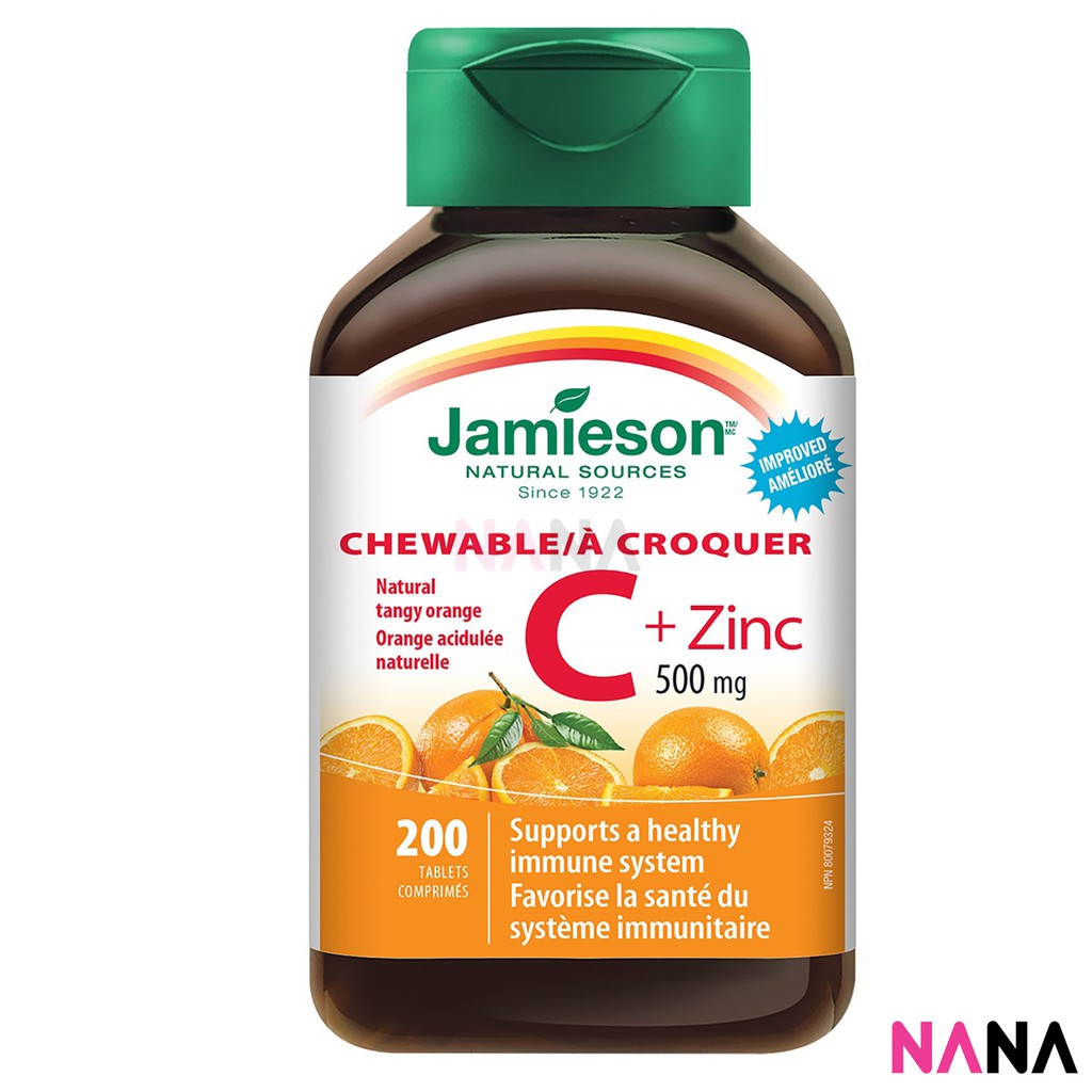 Jamieson Vitamin C + Zinc 500mg (Natural Tangy Orange) 200 Chewable