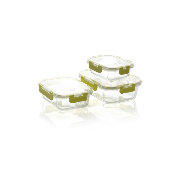 Borosilicate Glass Food Container Square Set 3pcs Shopee Malaysia