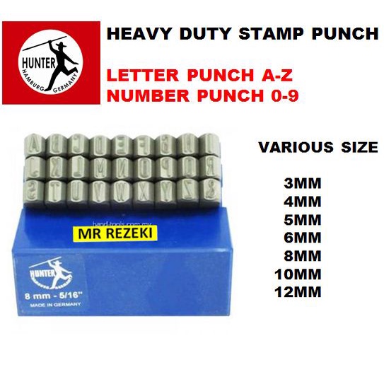 HUNTER GERMANY ALPHABET 0-9 NUMBER STAMP A-Z PUNCHES PUNCH NOMBOR PUNCH ...