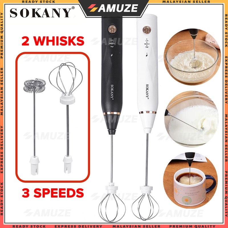 SOKANY Electric Milk Frother USB Hand Blender Mini Electric Hand Mixer Egg Beater Dalgona Coffee Matcha Latte Whisk