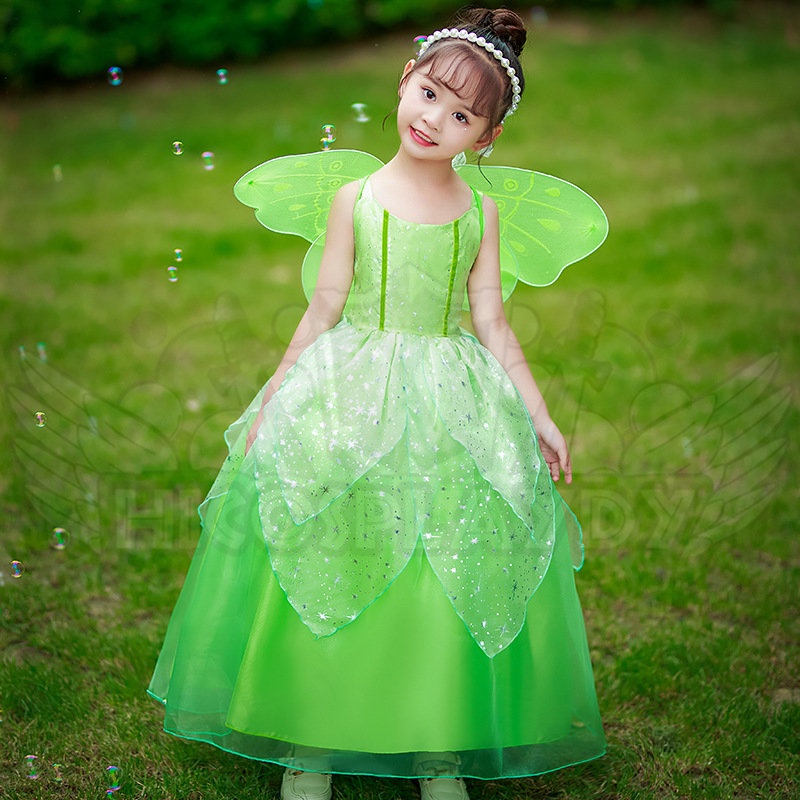 hiCosplaydy Kids Cartoon Tinker Fairy Tinker Bell Dress Cosplay Costume