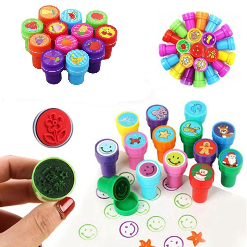 10Pcs/Set Rubber Stamp Set Kids Funny Plastic Self Inking Stamper Toys ...