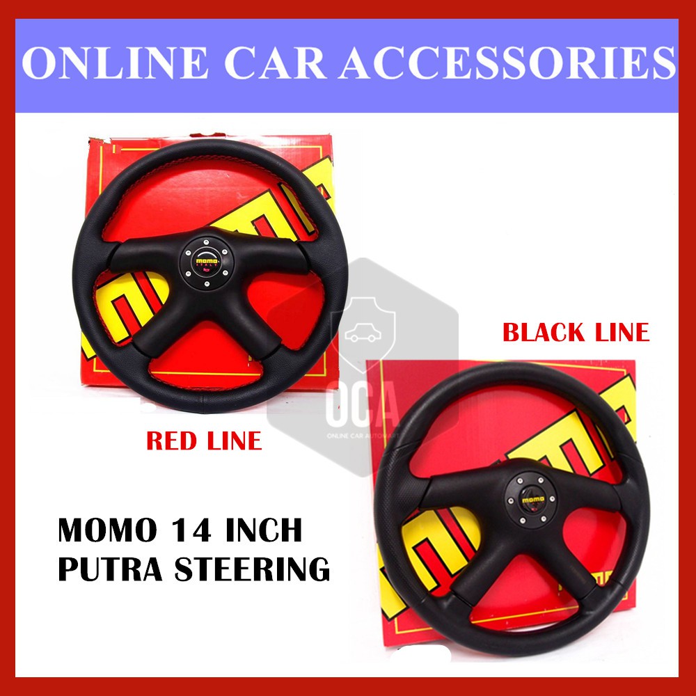 M o m o Putra Style 14 inch Steering (Black Line / Red Line)