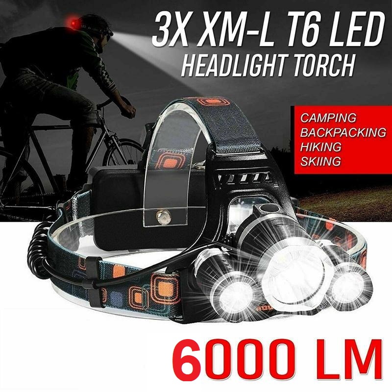 Heavy Duty Waterproof Brightest Head Lamp LED Work Headlight Rechargeable Flashlight Headlamp