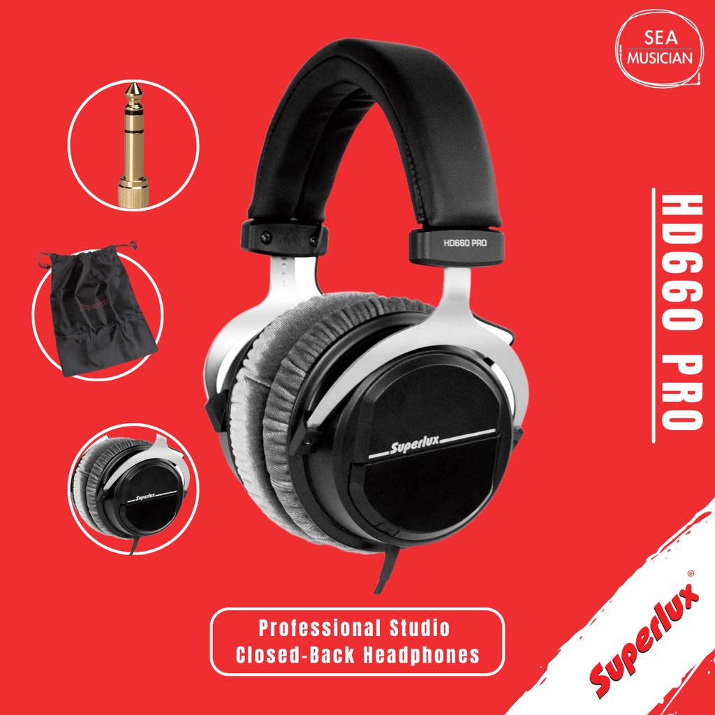 SUPERLUX HD660 PRO 32 OHM CLOSED BACK HEADPHONE (OVER-EAR HP/ DYNAMIC ...