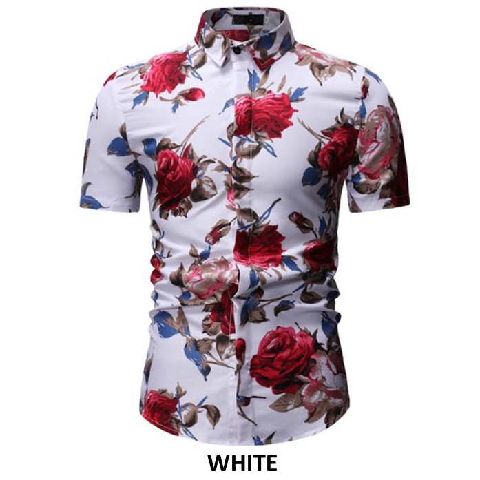  Lengan  Pendek Floral Baju  Kemeja Lelaki  Summer Casual 