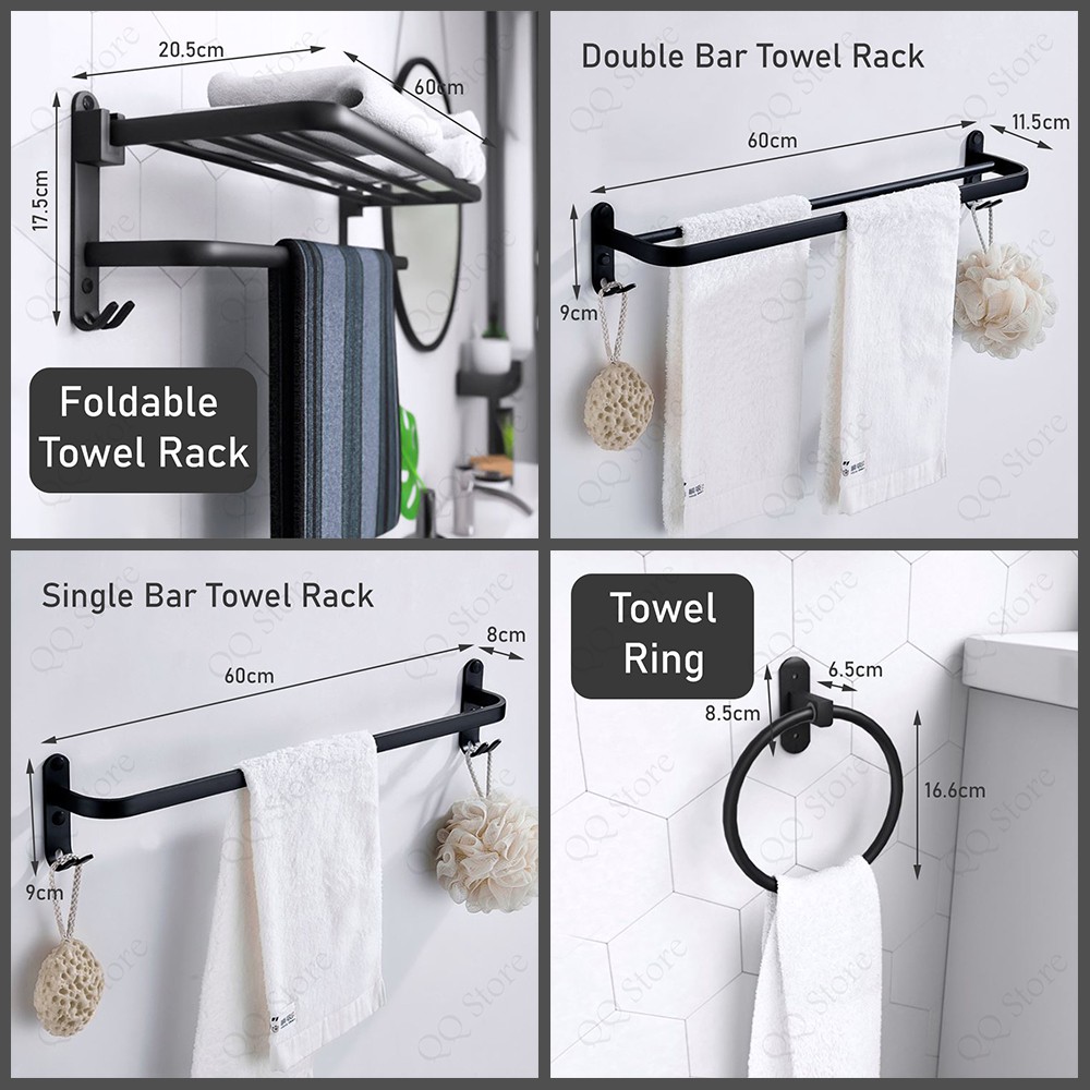 Premium Aluminum Towel Bar Rack Bathroom Towel Rack Holder Hanger