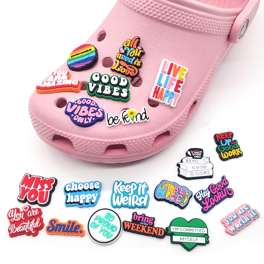 Motivational Phrases jibbitz Shoe Charms Decoration designer crocs Accessories for Kid's Party gifts