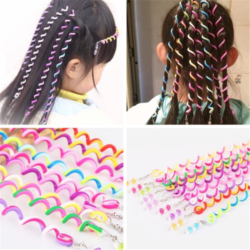 6pcs Kids Colorful Rotating Hairpin Diy Hair Braider Girls Small