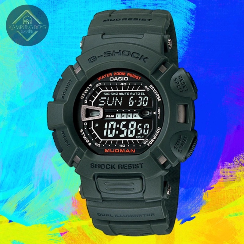 G 9000 3vdr G 9000 3v G 9000 3 Mudman Military Green Casio G Shock 100 Original Shopee Malaysia