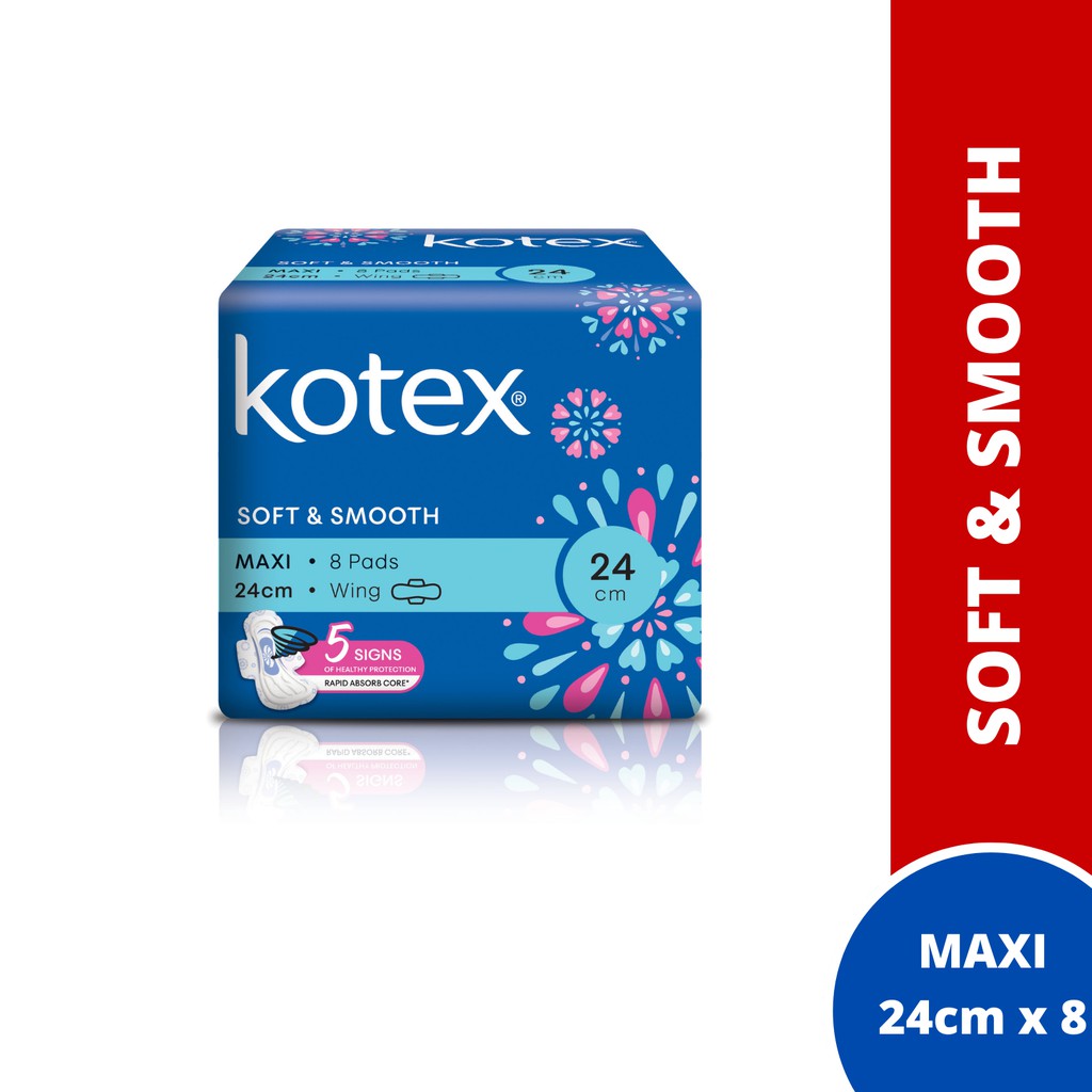 Kotex Soft & Smooth Maxi Wing (24cm x 8 Pads/16 Pads) Shopee Malaysia