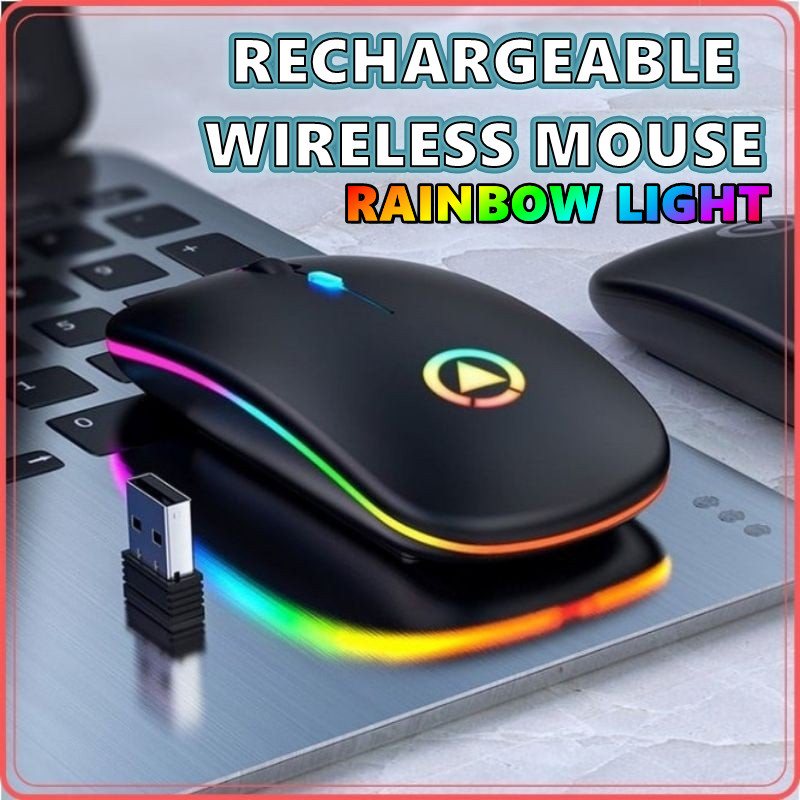 A2 Rechargeable Mouse Wireless Silent LED Backlit Mice USB Optical Mouse PC Laptop Computer Adjustable Mute Ergonomic
