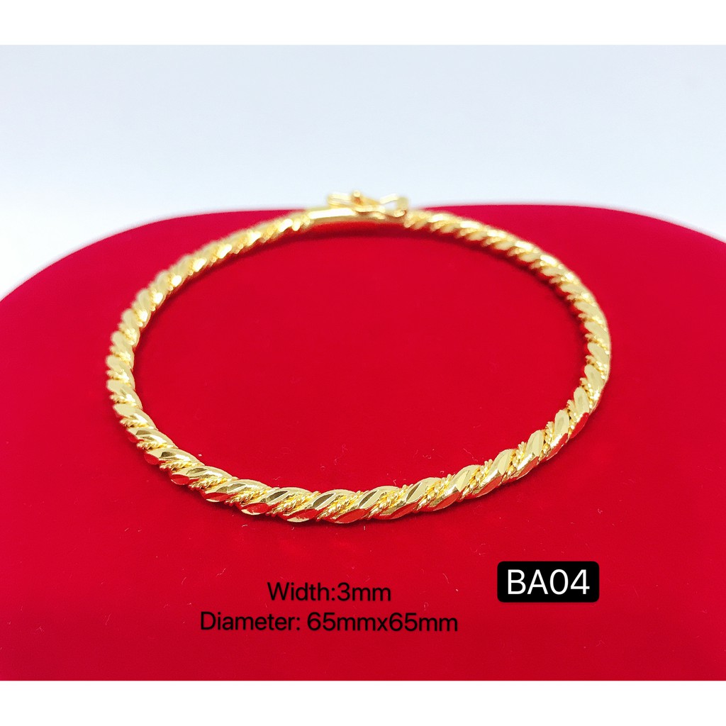 999 9 Bangkok Gold Bangle Twisted Gelang  Tangan  Kapal 