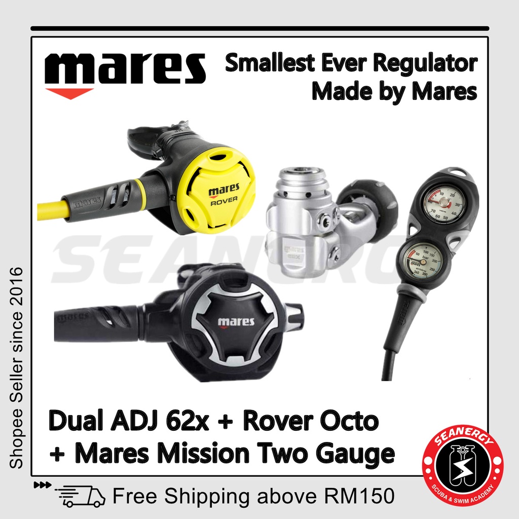 Mares Dual Adj 62x Balanced Regulator Set for Scuba Diving Octopus