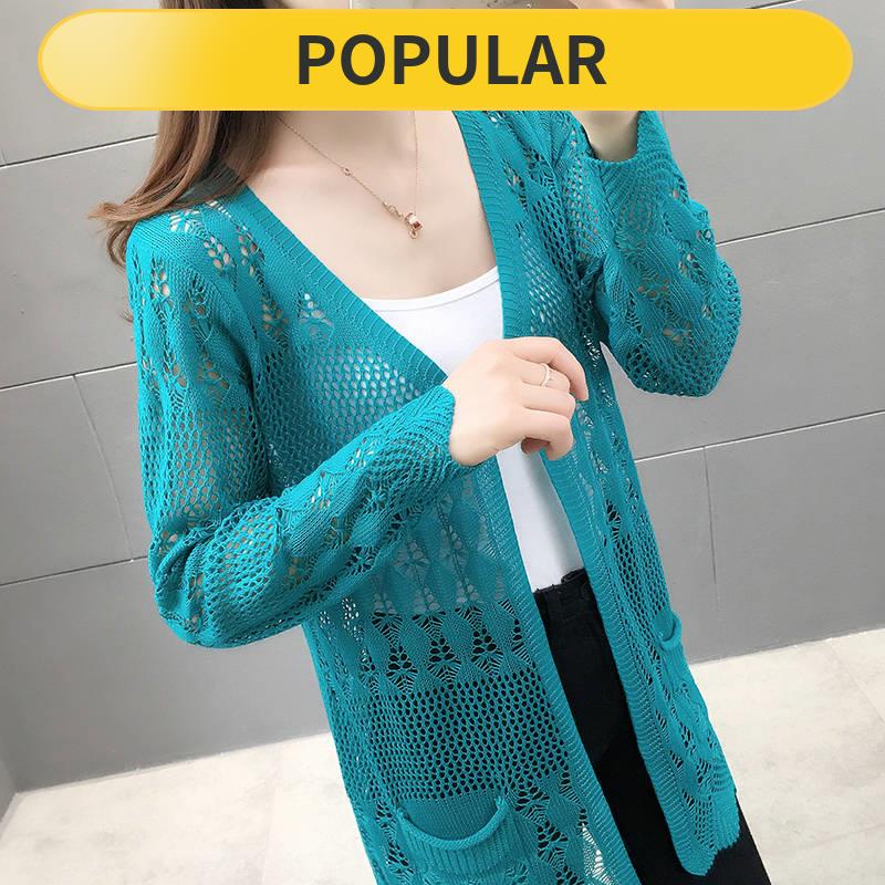 Ready Stock Long Cardigan Cardigan Labuh Floral Cardigan Cardigan Kot Luar Wanita Musim Bunga Dan Musim Panas Nipis Bahagian Sweater Berongga Di Luar Sweater Panjang Selendang Pakaian Perlindungan Matahari Baju Pendingin Udara