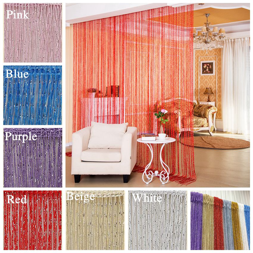String Curtain Shiny Tassel Line Curtains Window Door Divider