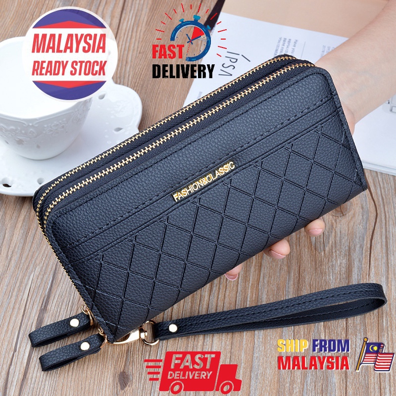 ?Popular? Lady Wallet Fashion Women Purse Dompet Wanita PU Leather Long Wallets Card Holder Large Capacity Double Zipper