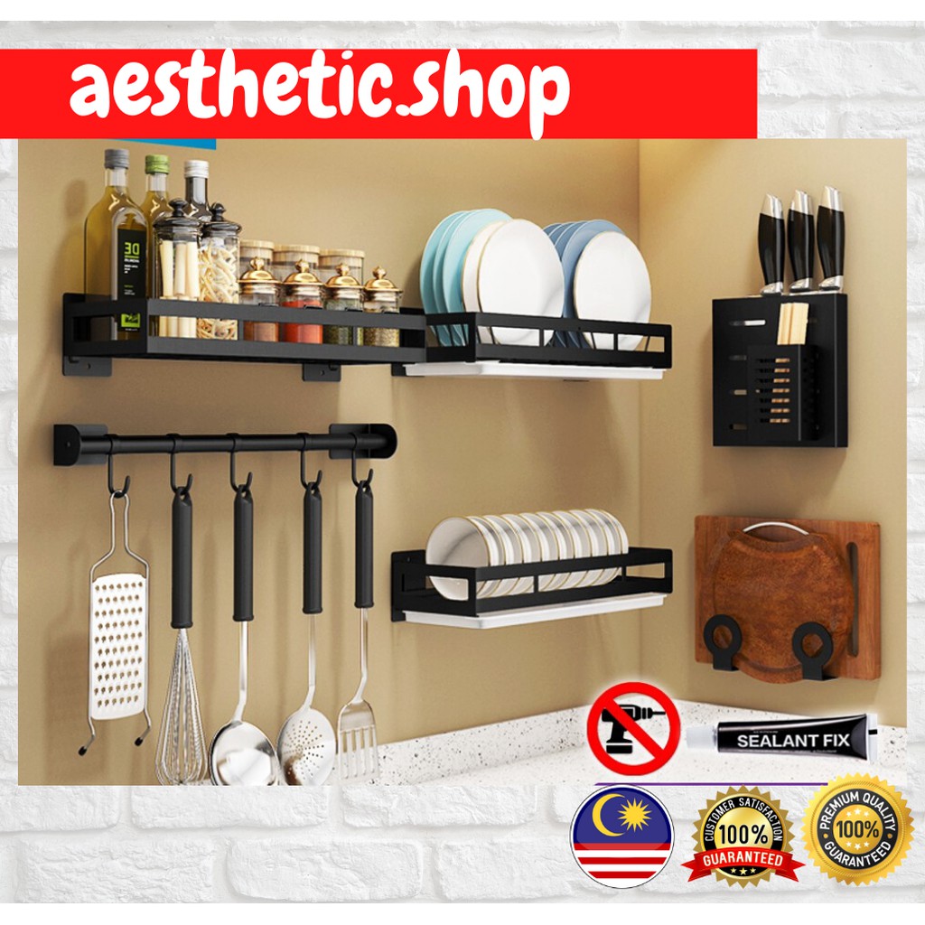 [PROMOSI]Powder Coated Stainless Steel Wall-Mounted Kitchen Rack ...