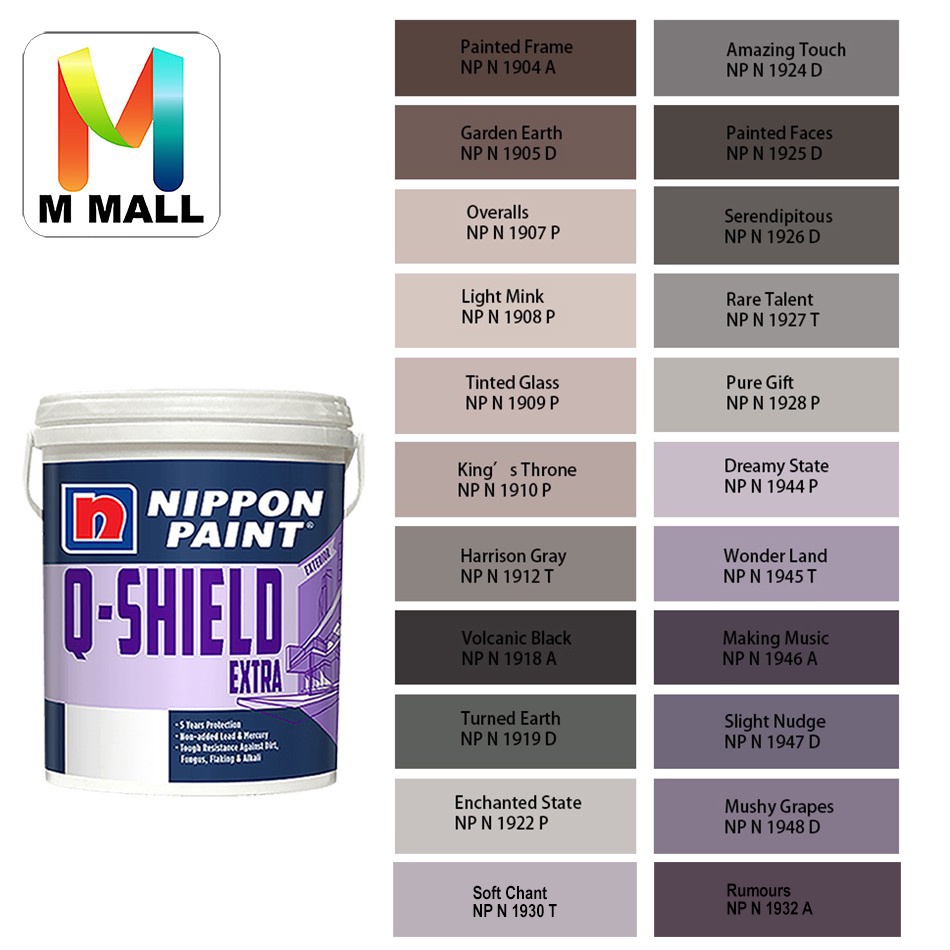 1904-1948) 1L Nippon Paint Exterior Q-Shield Extra Classic Neutral & Greys  | Shopee Malaysia