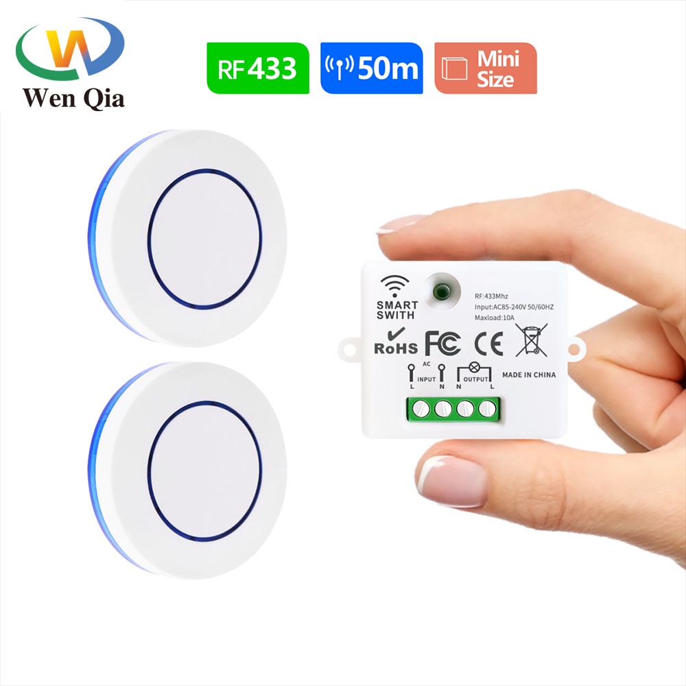 Wireless Remote Control Switch 433MHz Rf Push Button Switch AC 220V 10A