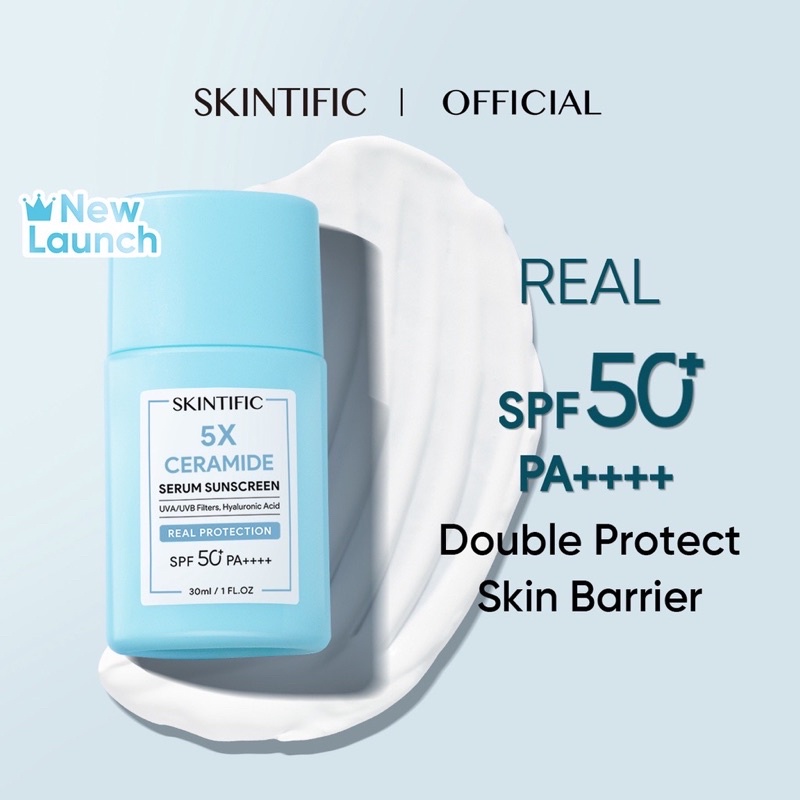 Skintific Sunscreen 5X Ceramide Serum Sunscreen Stick SPF50 PA+++++++ Skincare Sunblock 30ml For Skin Barrier Protect Damaged Oily Skin Acne Sensitive Sunblock Gel Facial Stick Scintific Children