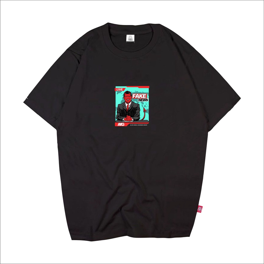 PRIA Kaos SIMPLE FAKE NEWS/BREAKING/TSHIRT DISTRO Men & Women/ALIVE ANGEL GOODNESS/Short Sleeve/FULL TAG LAB