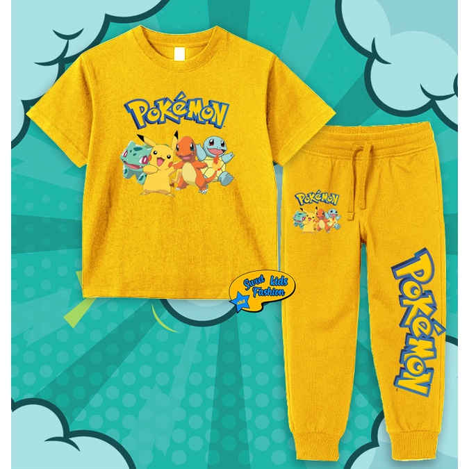 Pokemon Jogger Kids Suit Pokemon Pikachu Kids T-shirt Set