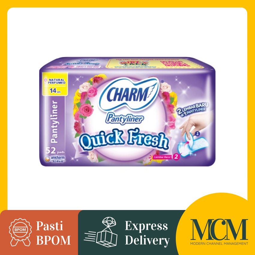 Women's Sanitary Pads Charm Pantyliner Quick Fresh Natural Perfumed 52 Pads