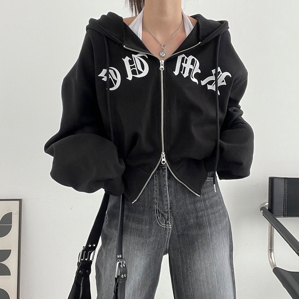 JAPANESE Zipper Hoodie OversizedWanita | Double Zipper Sweater Jacket Korean StyleWanita