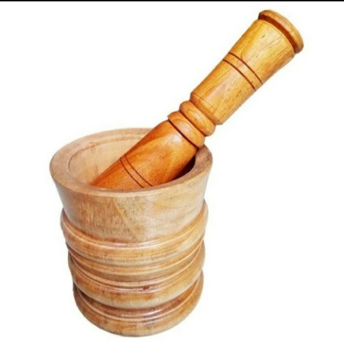 Hurry up and attack] Wooden mortar +/pestle. For grinding spices etc.