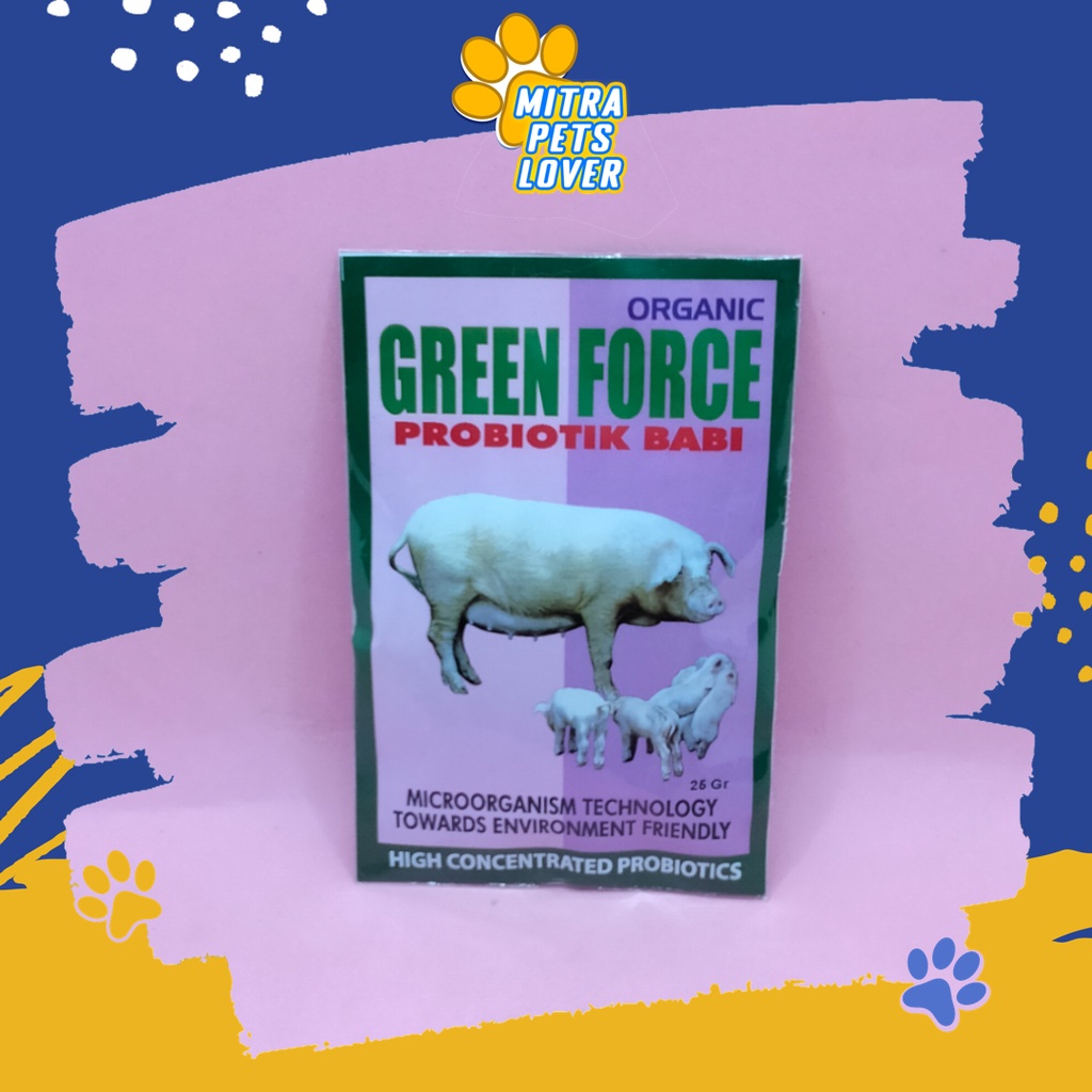 Pig Growth Supplements - GREEN FORCE 25 Grams - Pig Growth Pace Improves Feed Efficiency Meat Quality Odor Ammonia Odor Dirt Prevents Disease - Quality ORIGINAL ORIGINAL TAMASINDO Animal Vitamins Pets MITRAPETLOVER