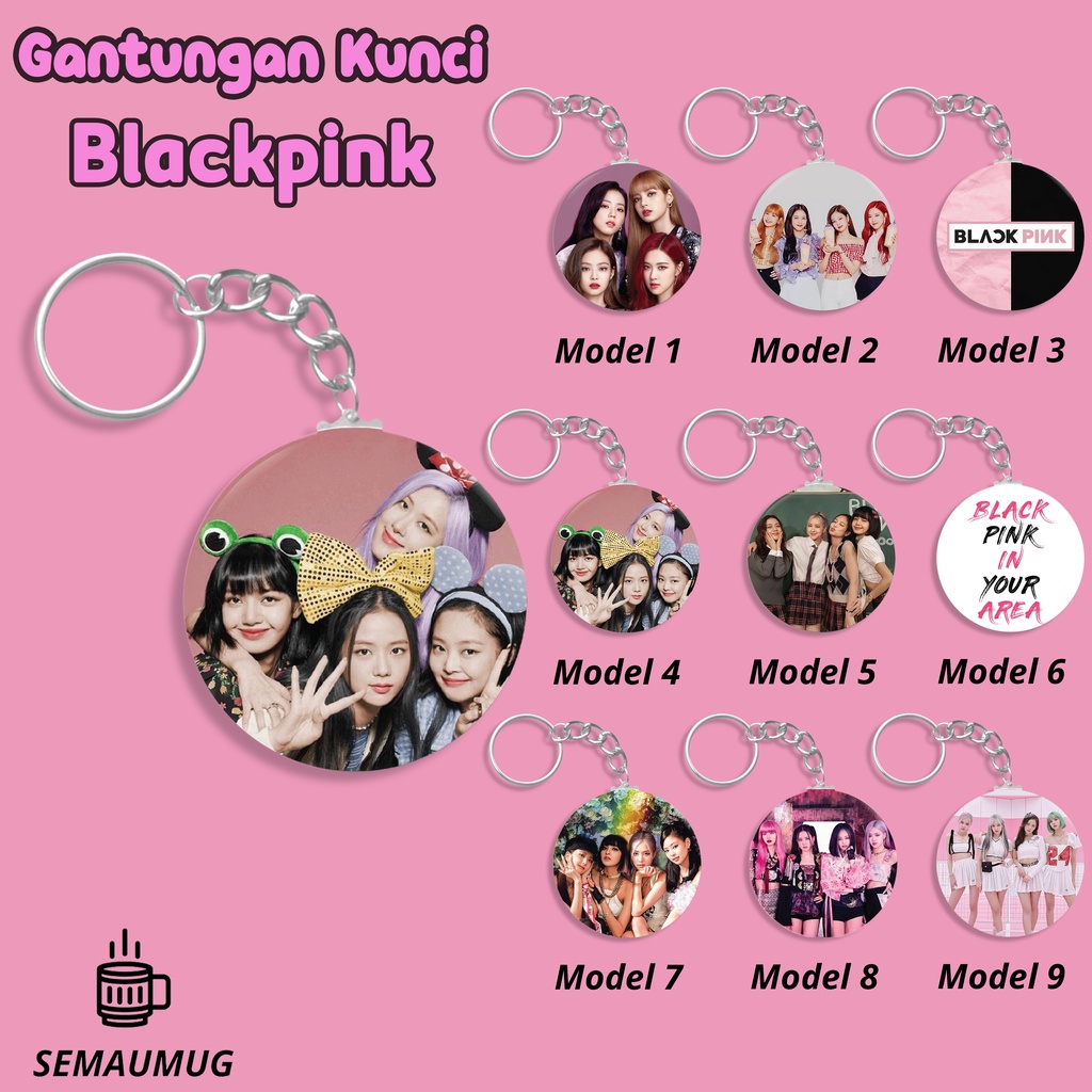 GANTUNGAN LISA ROSE JENNIE JISOO BP KEYCHAIN GIFT CUTE KPOP ROUND KEYCHAIN CUSTOM PRINT SEMAUMUG