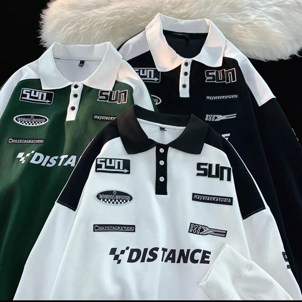 DISTANCE RACING SWEATER COLLAR OVERSIZE SWEATSHIRT COLLAR UNISEX (PH)