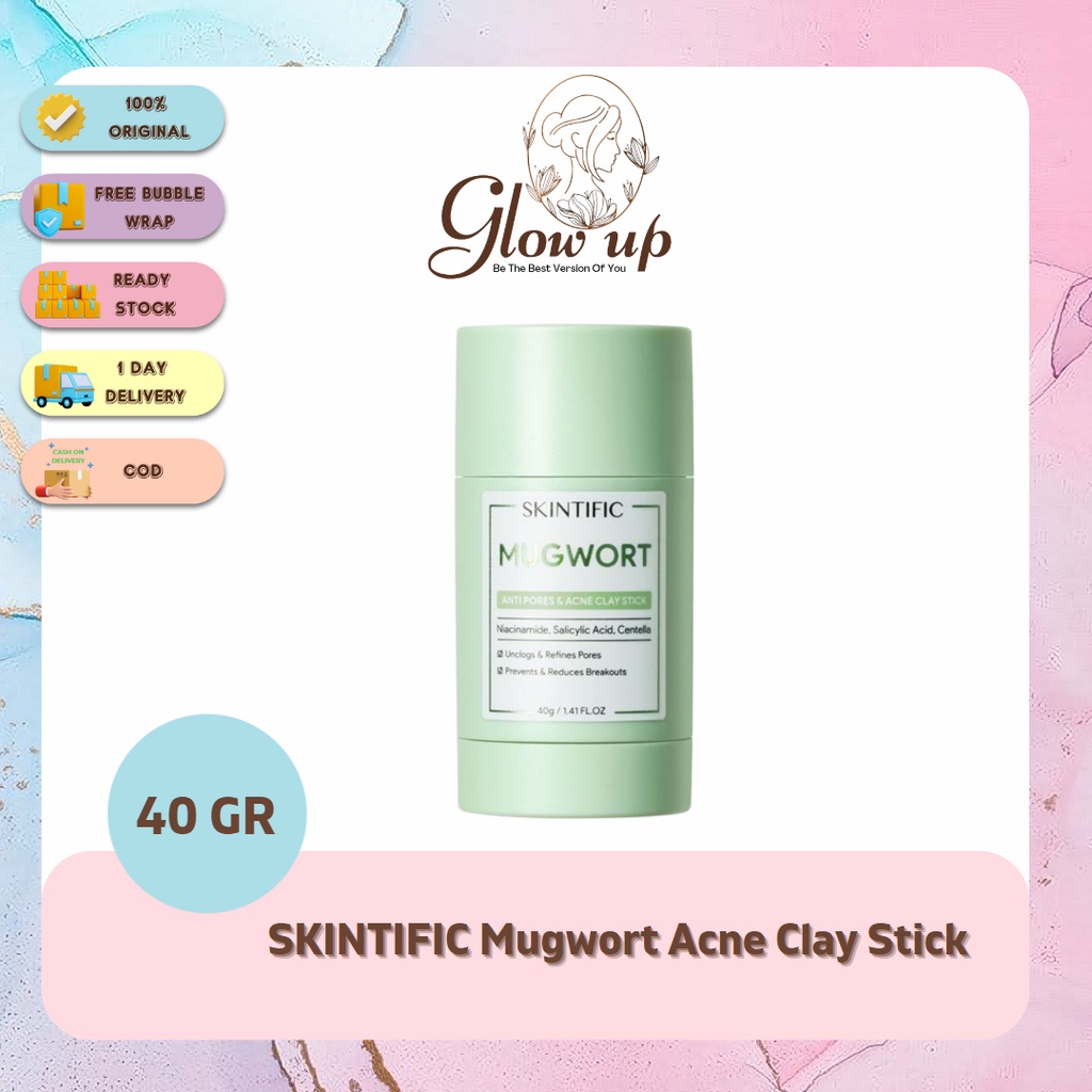 Skintific Mugwort Clay Stick Cleansing Clay Mask 40g Anti Pores & Acne Mud Facial Mask Wash Cleansing Face Mask