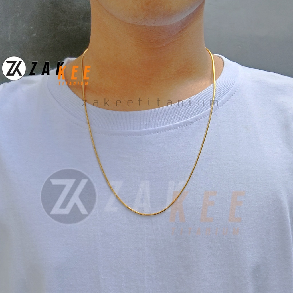 Men's and Women's Gold Necklace Titanium Gold Anti-Rust Simple Cool Premium Men's and Women's Length 45cm 50cm 60cm Kalong Mas