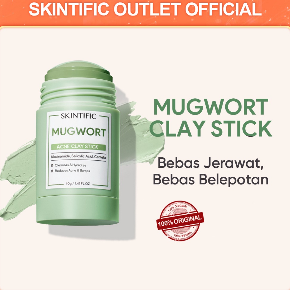 Mebd -80 [SKINTIFIC Outlet Official]SKINTIFIC Mugwort Clay Stick Cleansing Clay Mask 40g Anti Pores & Acne Mud Facial Mask Face Mask Wash Cleansing Facial Maskoff Mask Green Mask Stick Alaska Volcano Clay