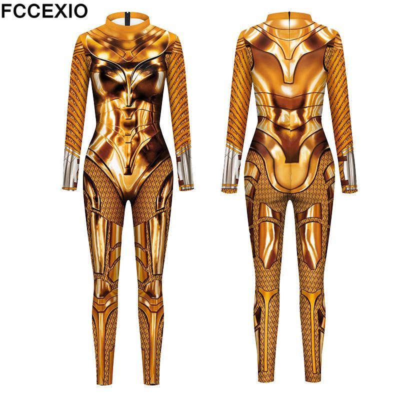 The wonder is Magic Woman Movie Pattern 3D Print Sexy Bodysuits Women Long Sleeve Cosplay New Jumpsuit
