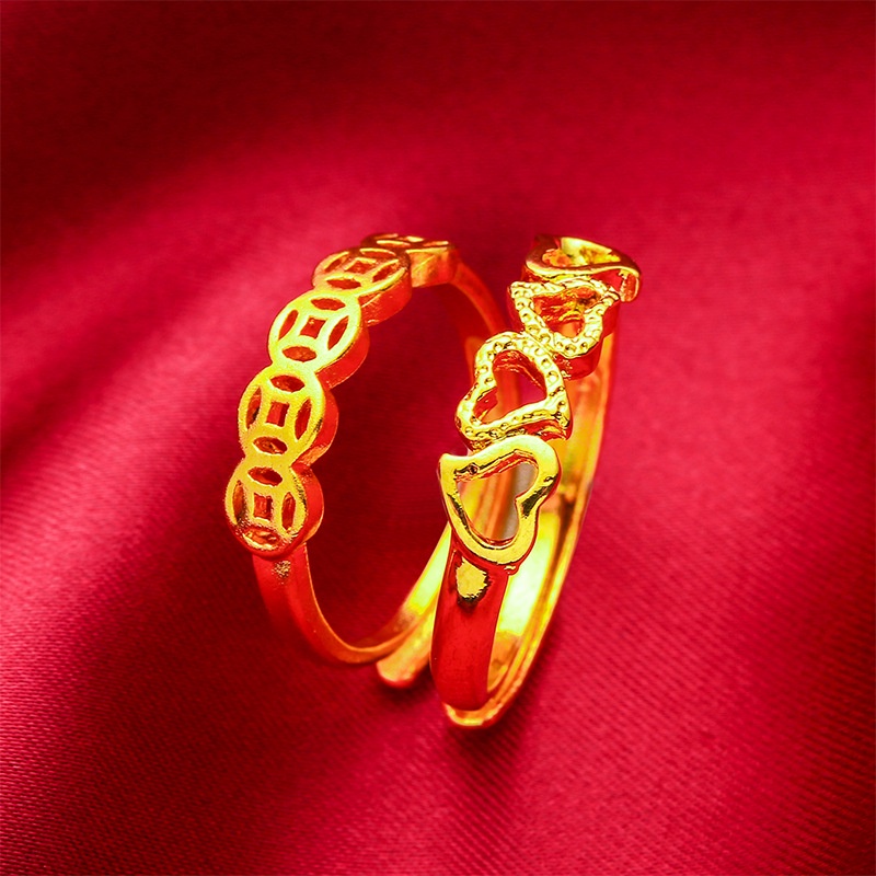 Vietnam Sand Gold Ring Internet Hot-Selling Brass Gold-Plated Real Color Retention Trade Fair Stall Night Market S