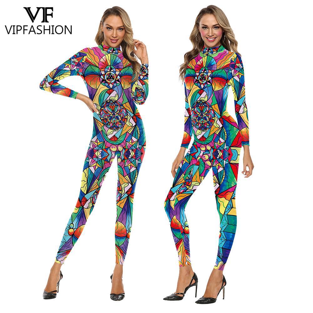 Women Jumpsuits Ladies Bodysuit Party Sexy Romper Art Print Colorful Costume Burnning Ma