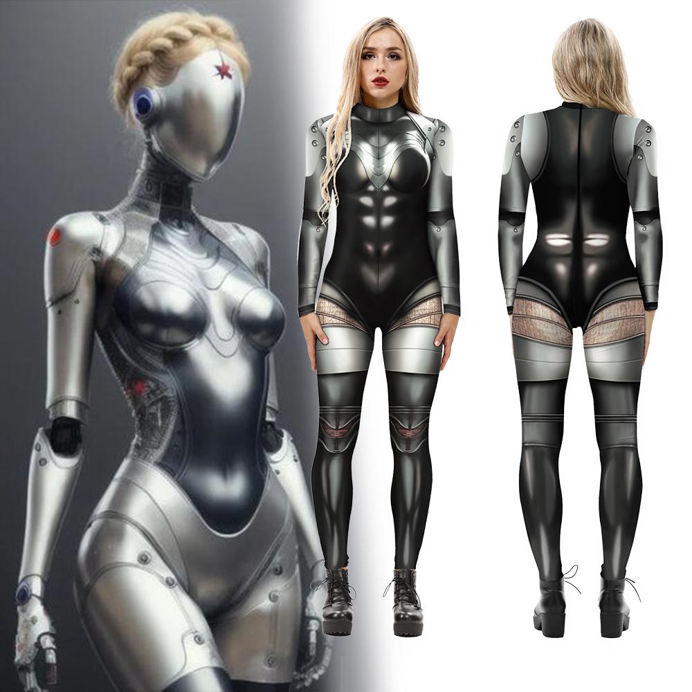 Robot Punk Cosplay Costume Women atomic Heart Zentai Bodysuit Halloween Jumpsuit Mechanic