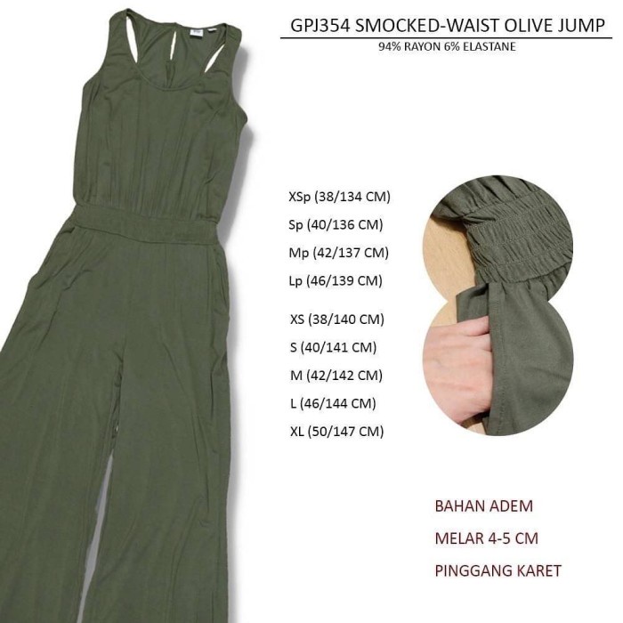 Women's Jumpsuit 354 Smoed-Waist Jump 3colors