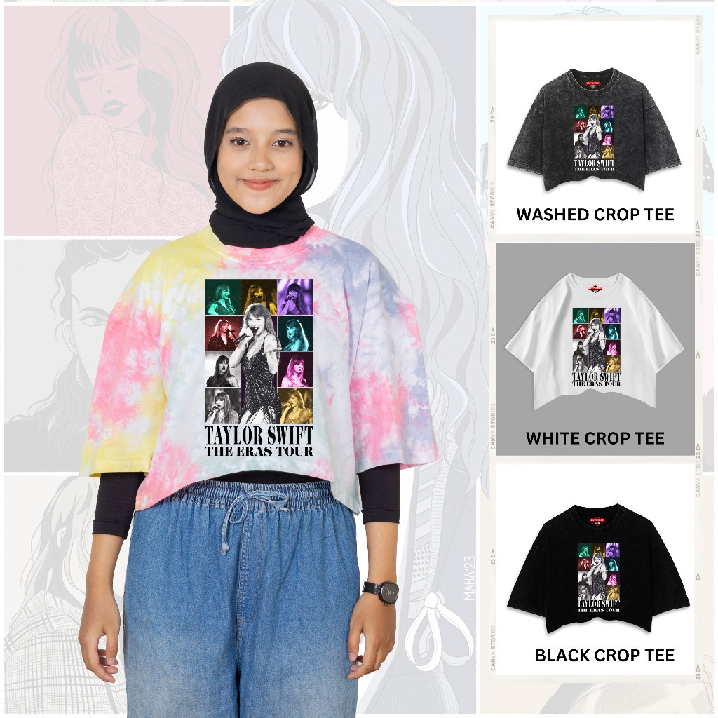 Superior Crop Top Taylor Swift the eras tour wash oversize And slimfit tye die Swift-3