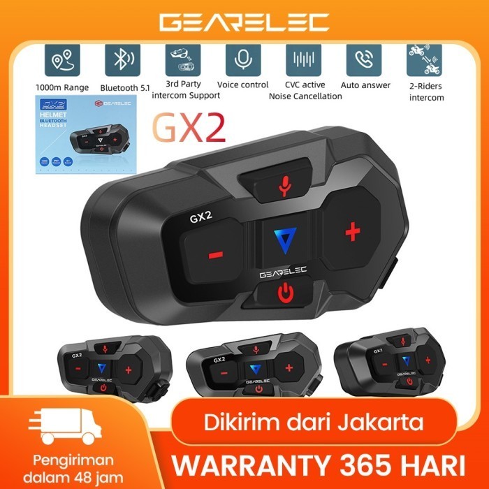 NEWEST GEARELEC GX2 Motorcycle Helmet 2Rider m Headset 1000m