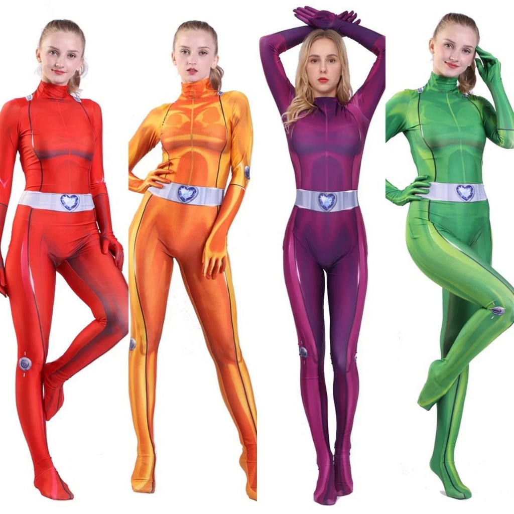 Kids Adults Girls Women Totally Species Cosplay Costume Zentai Clover Ewing Samantha Simpson Alexandra Bodysuit Suit Jumpsuits