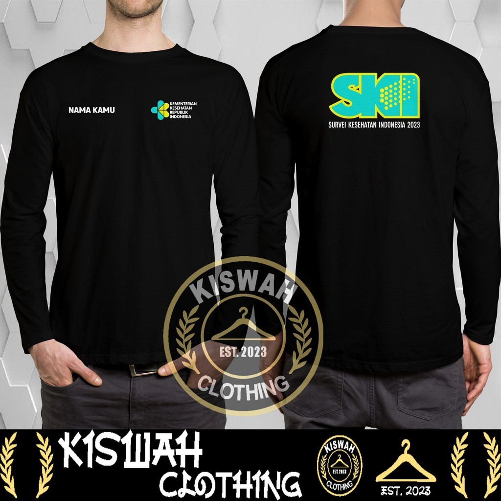 T-shirt SKI Survey Health Indonesia 2023 Ministry Of Health Free Your Name DB Long Sleeve DB T-Shirt Distro