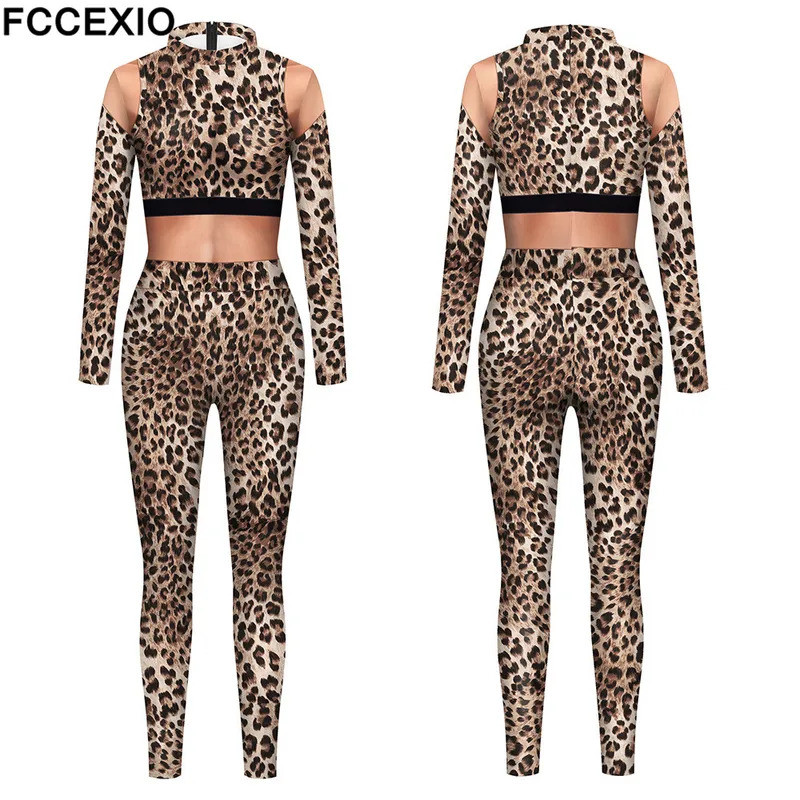 Purim Cosplay Leopard Suit Fashion 3D Animal Leopard Print Women Costume Jumpsuit Sexy Bodysuits For Female