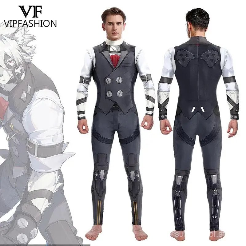 Zenless Zone Zero VON Lycaon Costume Game Cosplay Jumpsuit Man Suit Pattern Zentai Suit School Holiday Party Clothes